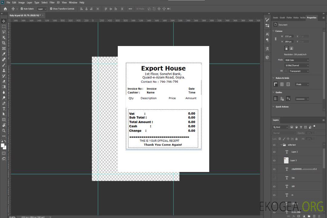 Chèque de paiement EXPORT HOUSE template